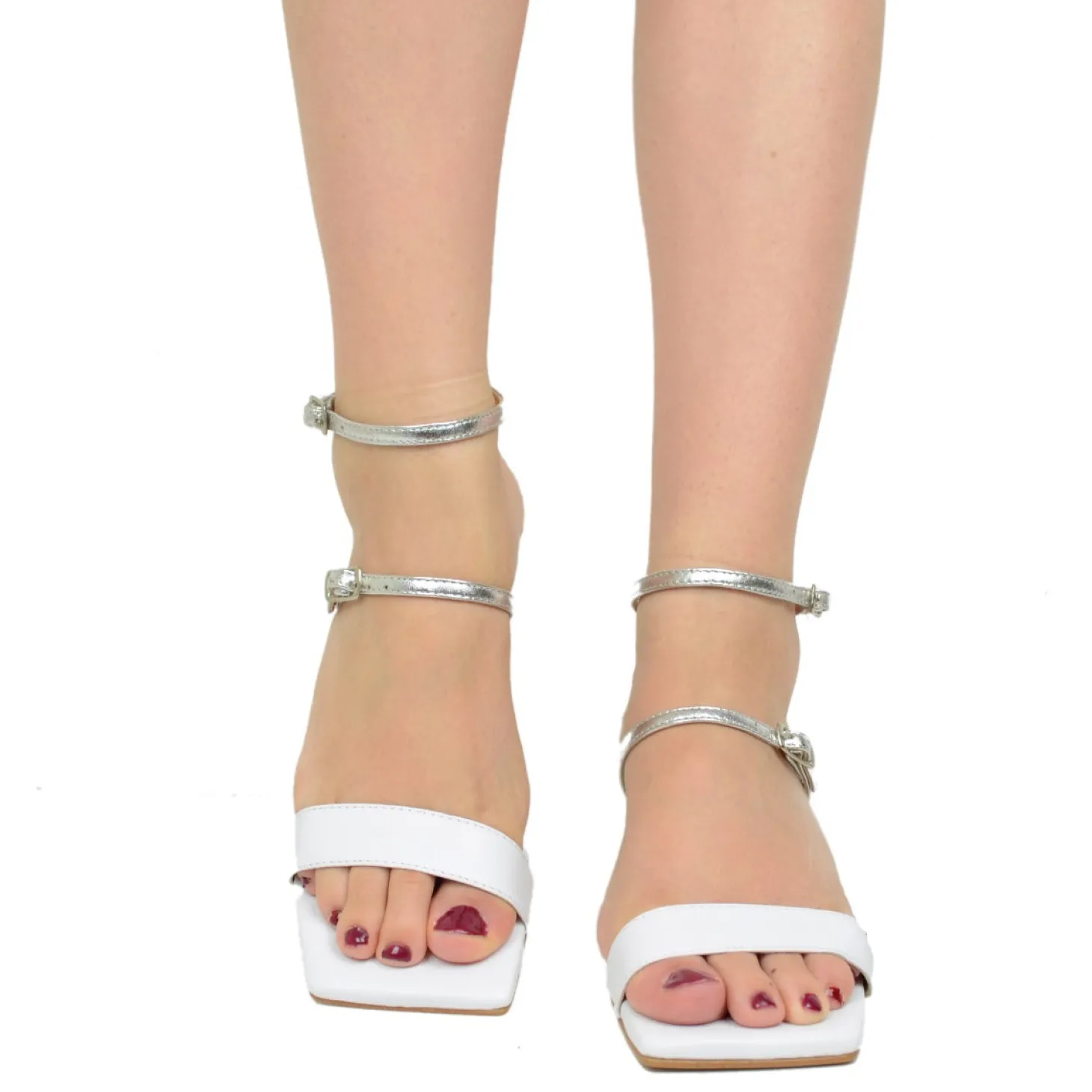 Sandali Donna Bianchi Eleganti con Cinturino Regolabile Made in Italy
