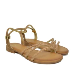 Sandali Donna Cipria in Pelle con Strass Made in Italy