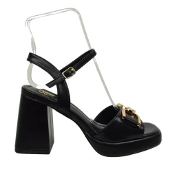 Sandali Donna Neri con Catena e Cinturino