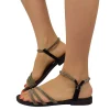 Sandali Donna Neri in Pelle con Strass Made in Italy