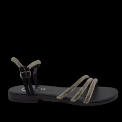 Sandali Donna Neri in Pelle con Strass Made in Italy