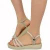 Sandali Donna Platform Argento in Pelle con Strass Made in Italy