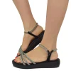 Sandali Donna Platform Neri in Pelle con Strass Made in Italy