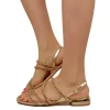 Sandali Donna Platino con Strass e Cinturino Regolabile