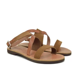 Sandali Donna Salentini in Pelle Soletta Cuoio by Kikkiline