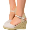 Sandali Espadrillas Platform in Corda Avorio in Ecopelle