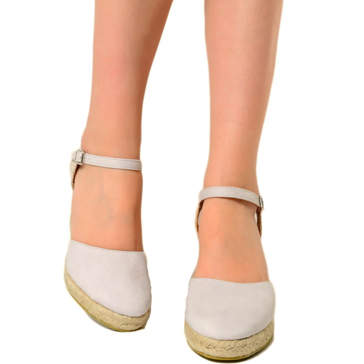 Sandali Espadrillas Platform in Corda Avorio in Ecopelle