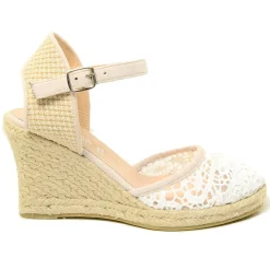 Sandali Espadrillas Platform Bianche in Corda in Pizzo