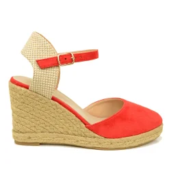 Sandali Espadrillas Rosse in Corda in Similpelle Scamosciata