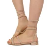 Sandali Gioiello con Serpente Tacco Basso Laminato Rosa Caffènero