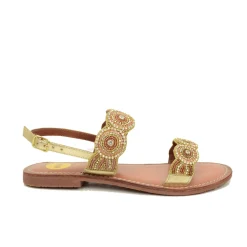 Sandali Gioiello in Pelle Platino con Strass e Perle