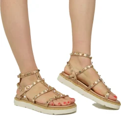 Sandali Similpelle Platform Borchiati Borchie e Strass Caffènero Rosa
