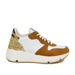 Sneakers Glitter in Pelle Scamosciata Retro Leopardato Fondo Platform