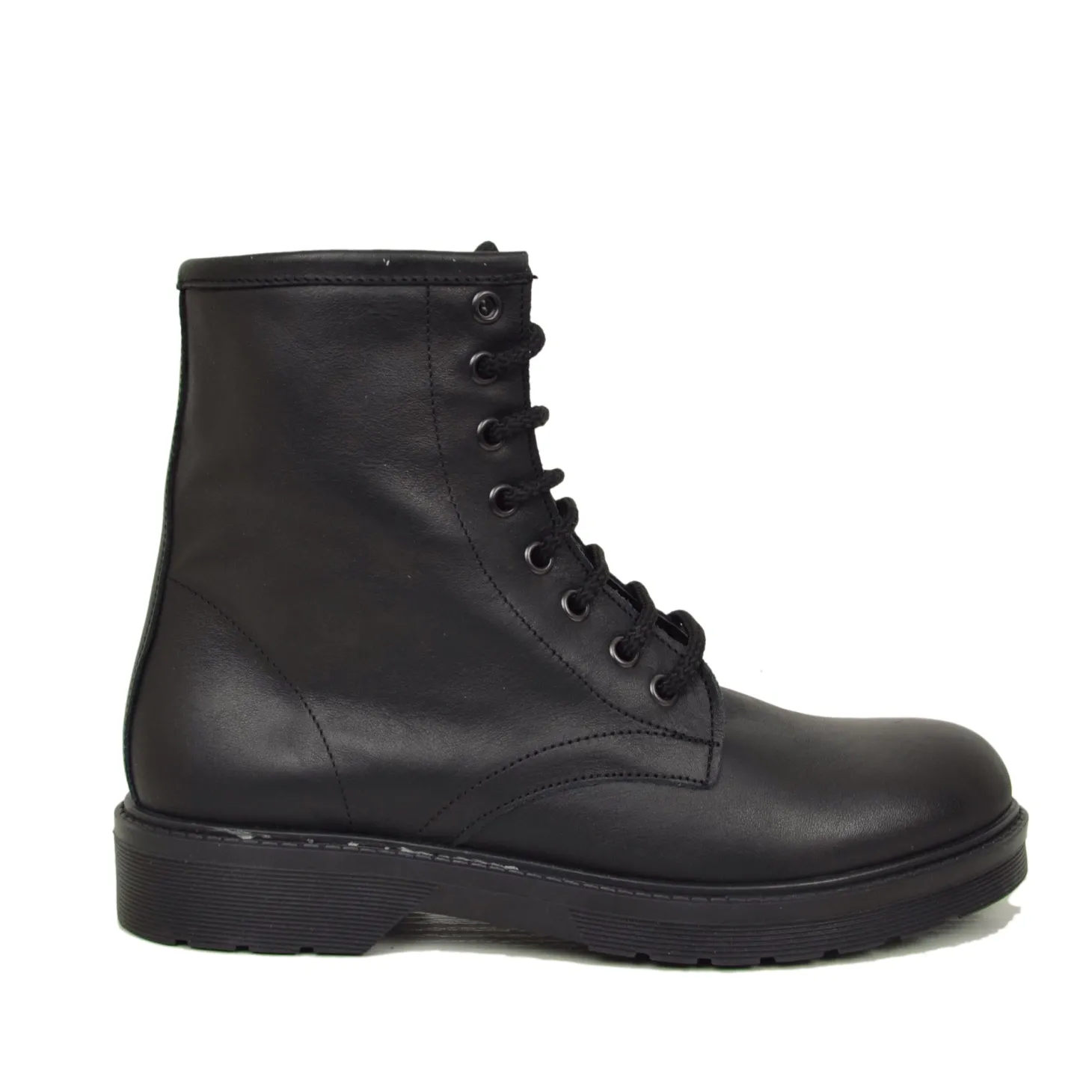 Stivaletti Donna Anfibi Neri Made in Italy