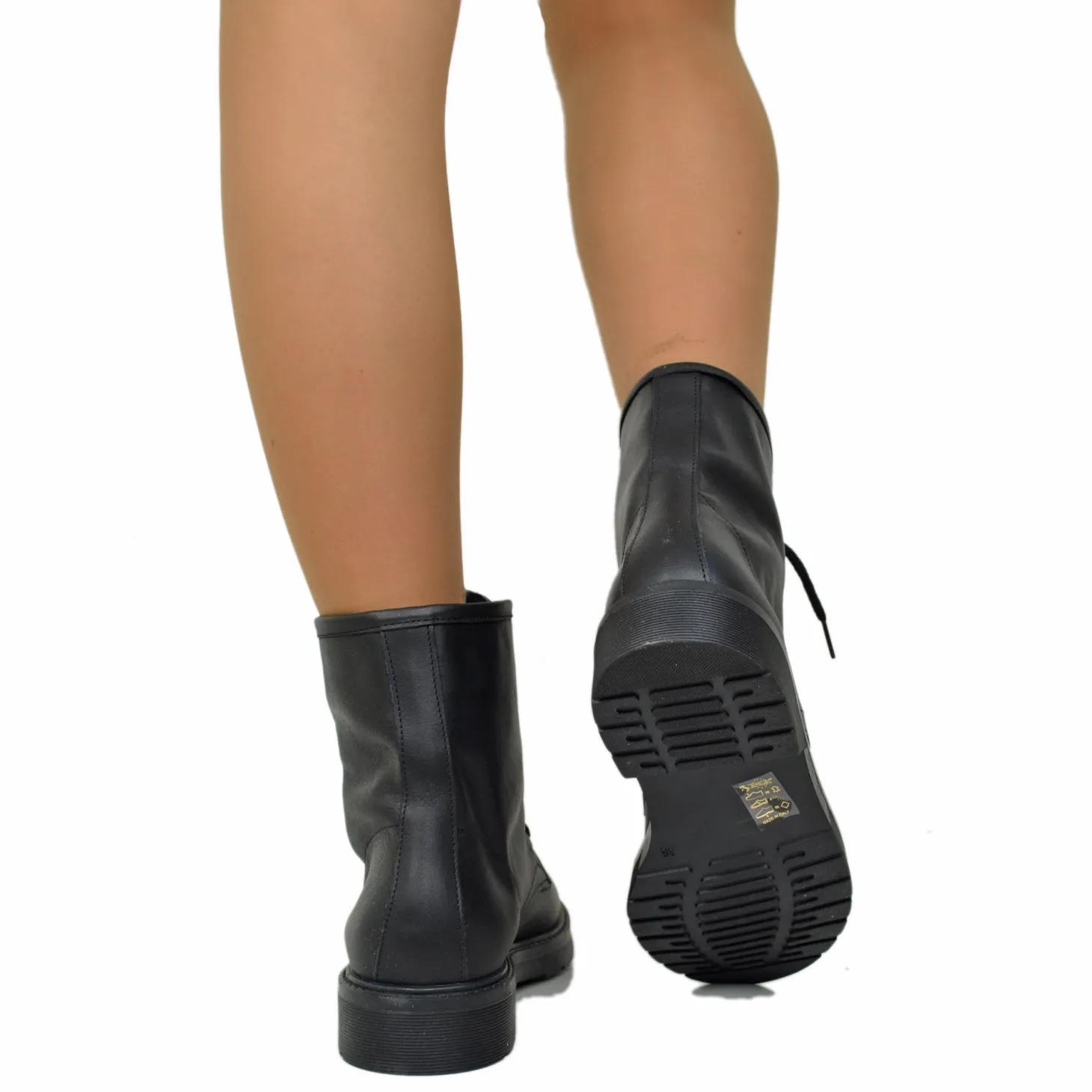 Stivaletti Donna Anfibi Neri Made in Italy