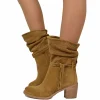Stivaletti Donna in Pelle Cuoio Scamosciati Traforati Made in Italy