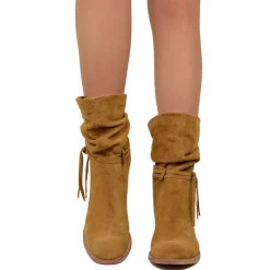 Stivaletti Donna in Pelle Cuoio Scamosciati Traforati Made in Italy