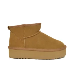 Stivaletti Platform con Pelo in Pelle Scamosciata Imbottiti in Lana