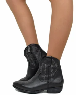Stivaletti Texani con Zip Pelle Nero