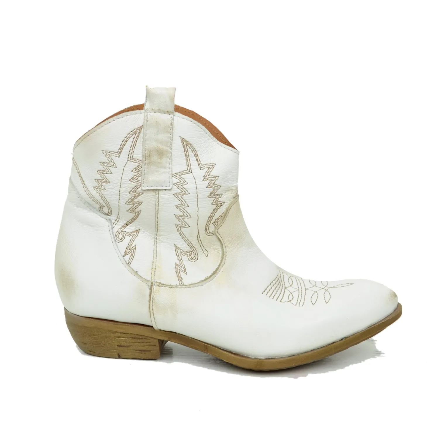 Stivaletti Texani Donna color Bianco in Pelle Made in Italy