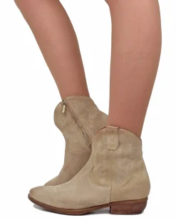 Stivaletti Texani Donna Estivi in Pelle Scamosciata Camel