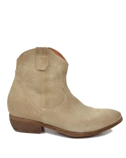 Stivaletti Texani Donna Estivi in Pelle Scamosciata Camel