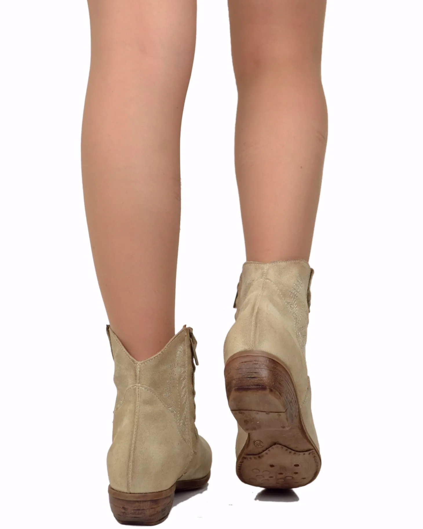 Stivaletti Texani Donna Estivi in Pelle Scamosciata Camel