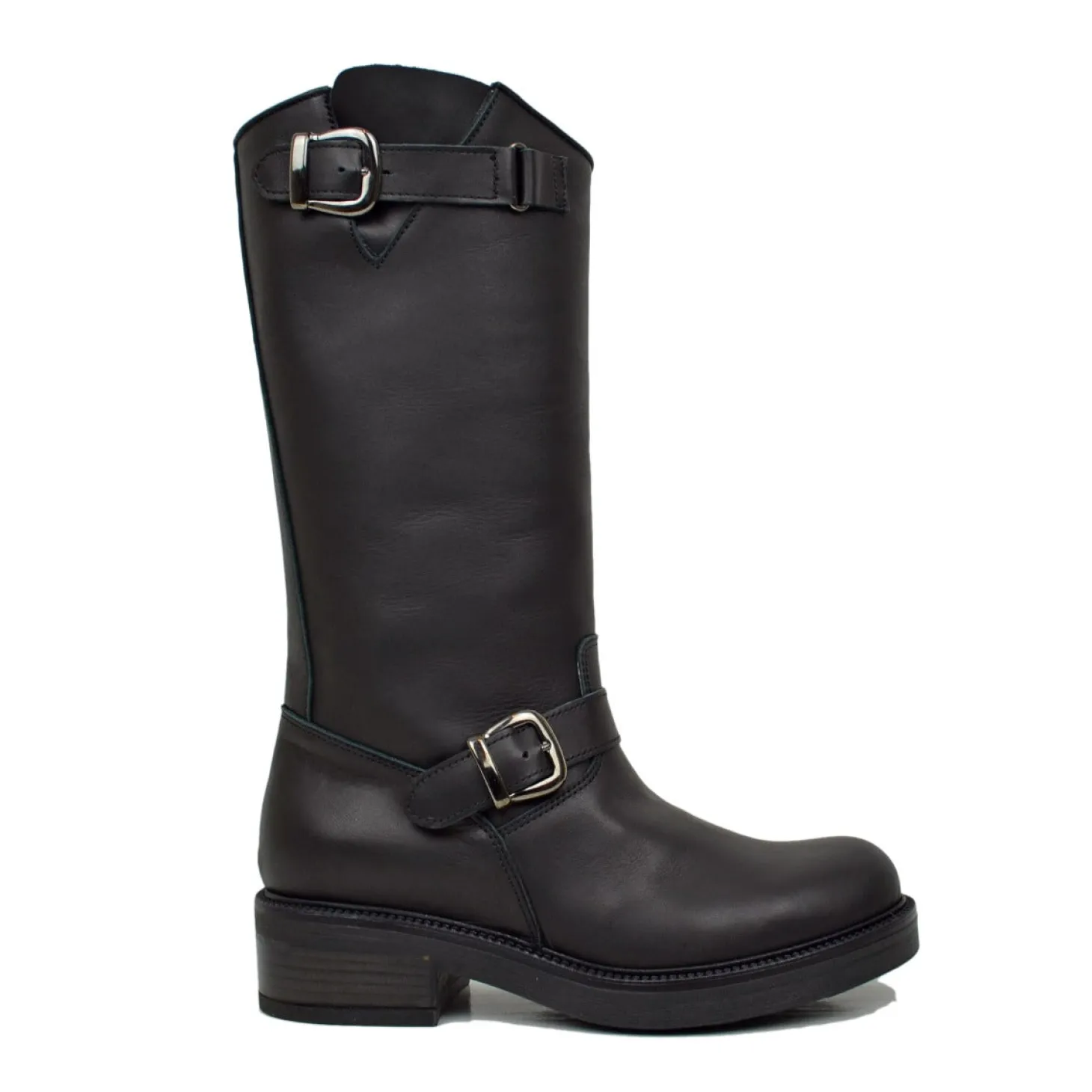 Stivali Biker Donna in Pelle Neri Made in Italy