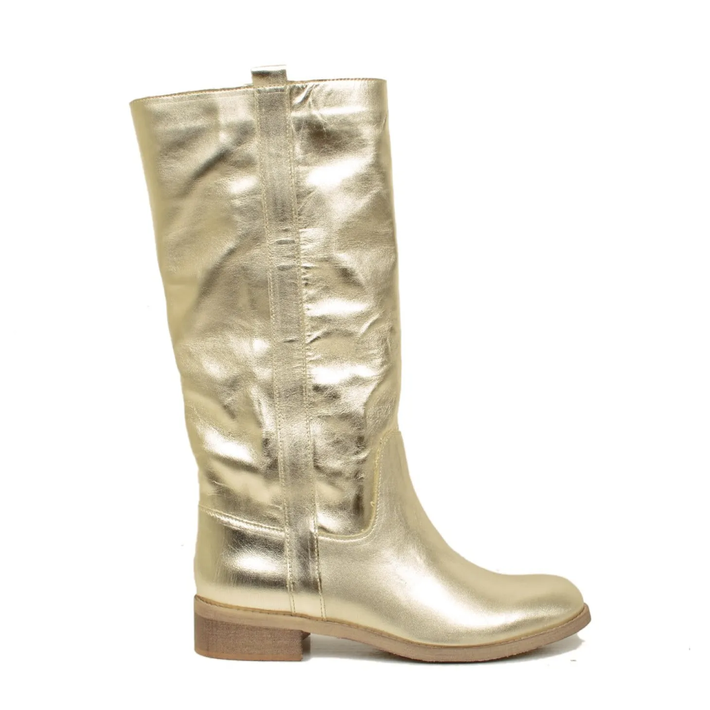 Stivali Camperos Donna in Pelle Laminata color Platino