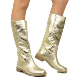 Stivali Camperos Donna in Pelle Laminata color Platino