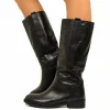 Stivali Camperos Donna Neri in Pelle con Ricami Made in Italy