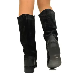 Stivali Camperos Donna Neri in Pelle Scamosciata