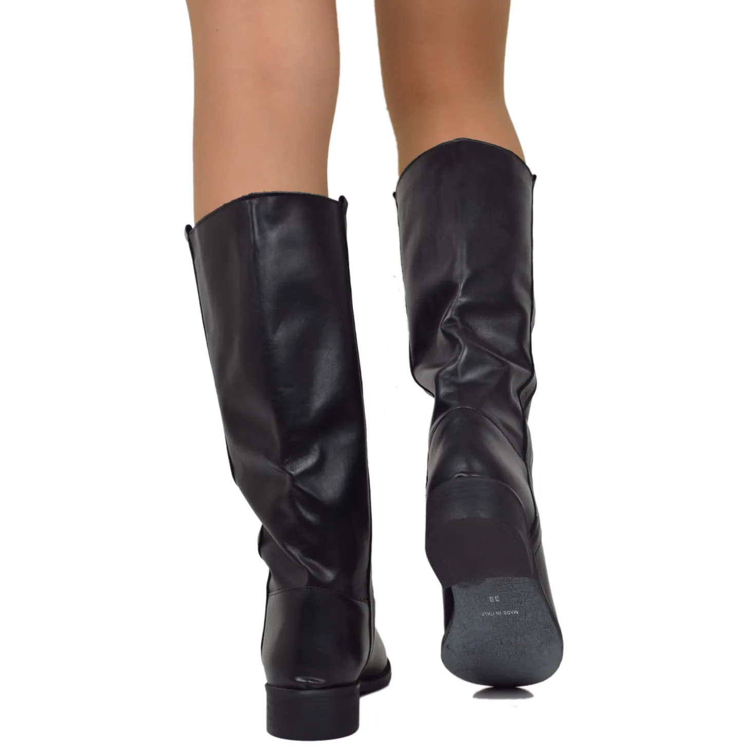 Stivali Camperos Donna Neri in Pelle Made in Italy