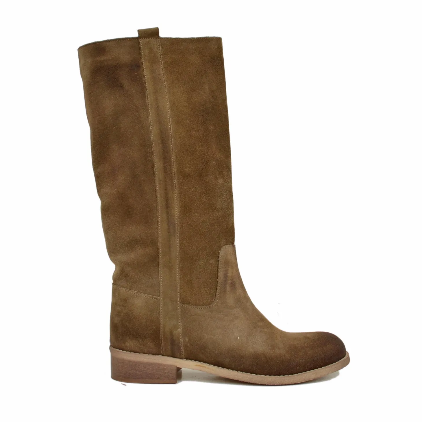 Stivali Camperos Donna Taupe in Pelle Scamosciata
