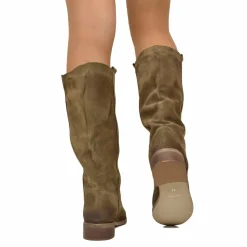 Stivali Camperos Donna Taupe in Pelle Scamosciata