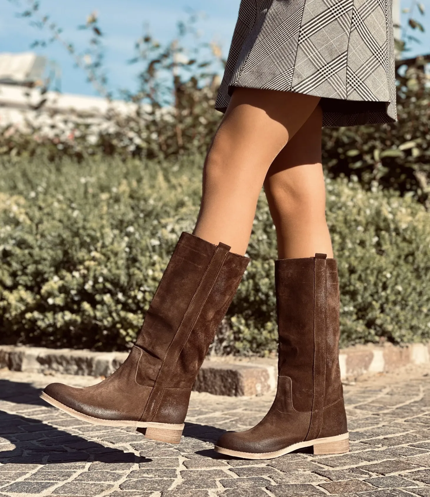 Stivali Camperos Donna Testa di Moro in Pelle Scamosciata