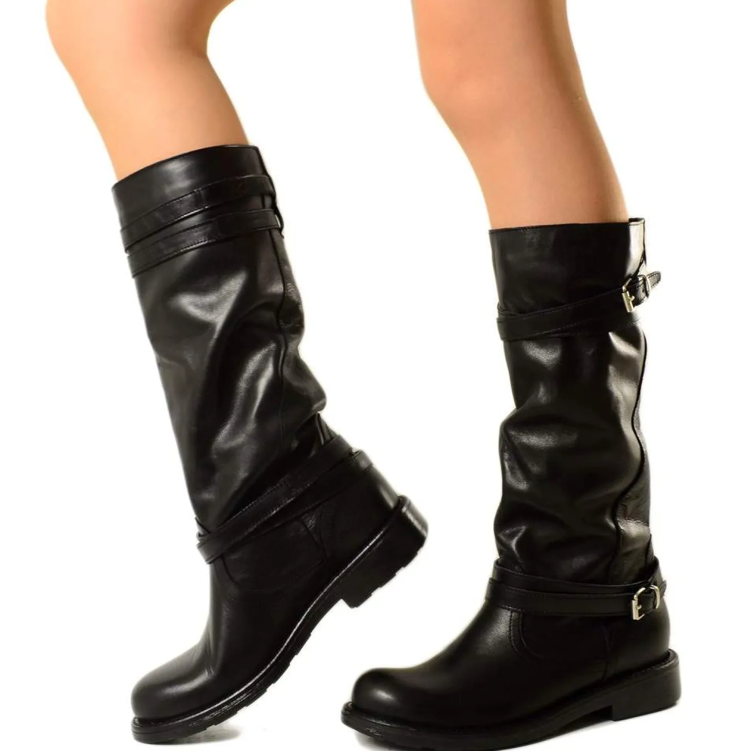 Stivali Donna Alti in Pelle Nera