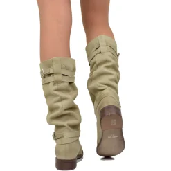 Stivali Donna Biker Estivi in Pelle Nabuk Taupe Made in Italy