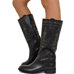 Stivali Donna Camperos Classici Cuciture anni 80 in Pelle Nera