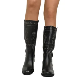 Stivali Donna Camperos Classici Cuciture anni 80 in Pelle Nera