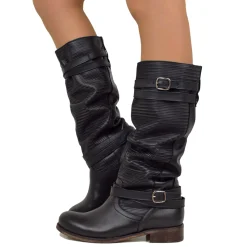 Stivali Donna Estivi Neri in Pelle Nabuk Zigrinati Made in Italy