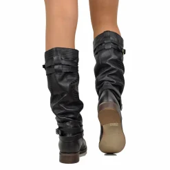 Stivali Donna Estivi Neri in Pelle Nabuk Zigrinati Made in Italy