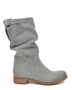 Stivali Donna Perla Morbidi Gambale Regolabile Zigrinato Pelle Vintage