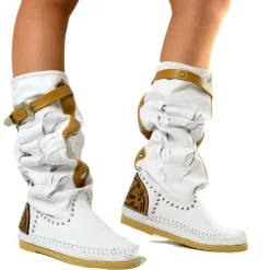 Stivali Indianini Donna Bianchi e Cuoio Made in Italy