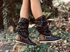 Stivali Indianini Donna Neri Lacci alla Schiava Made in Italy