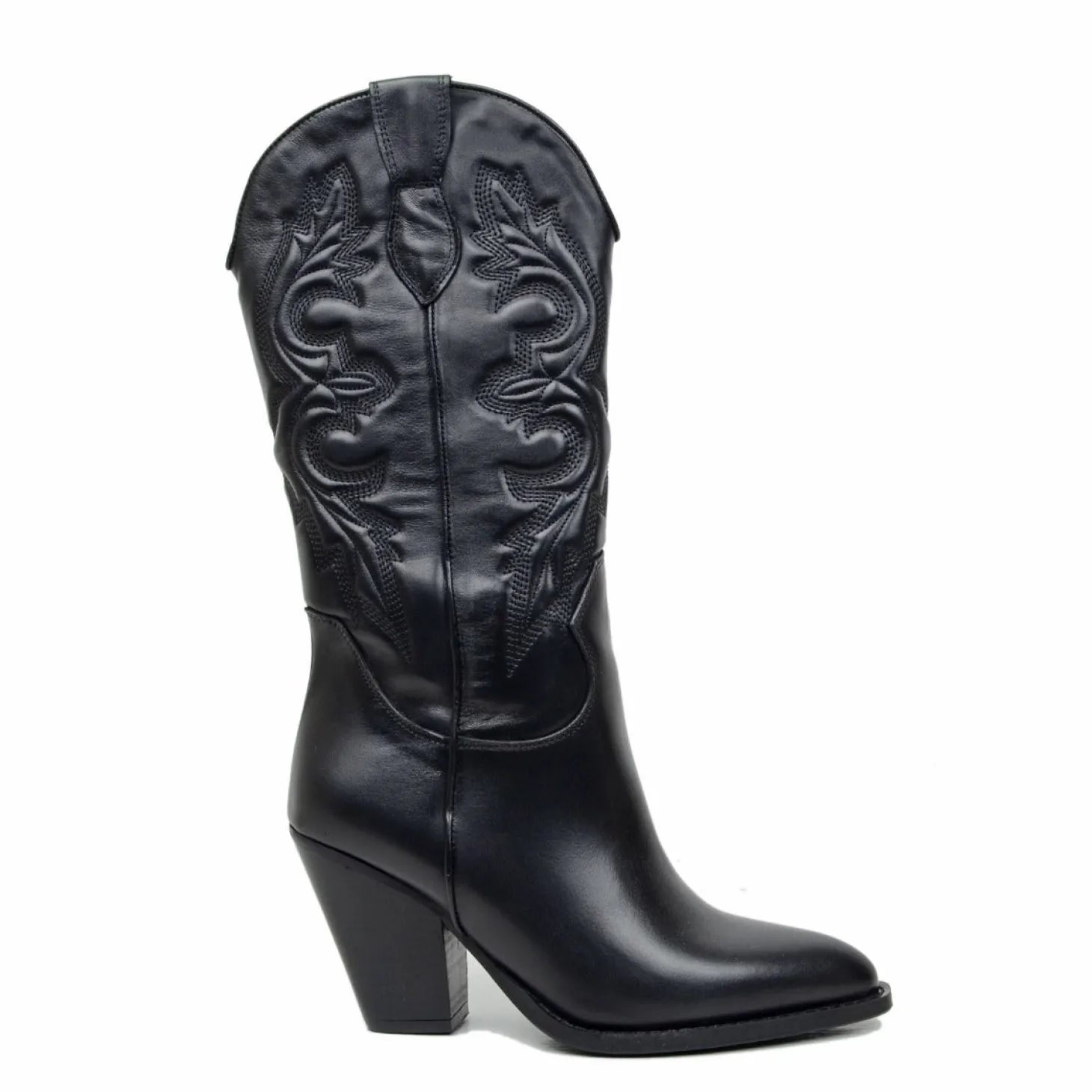Stivali Texani Donna Artigianali in Pelle Neri Made in Italy