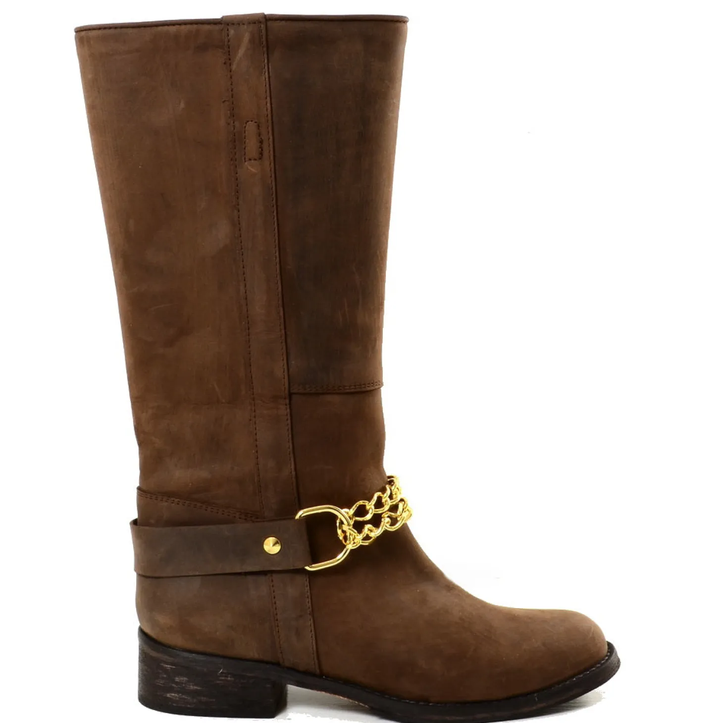 Stivali Western Camperos Con Catena Oro Visone