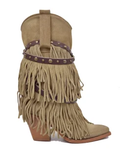 Suede Leather Fringed Cowboy Boots – Wild West Style