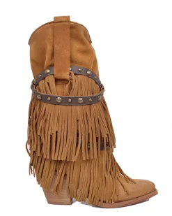 Suede Leather Fringed Cowboy Boots – Wild West Style