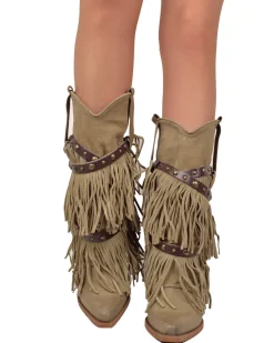 Suede Leather Fringed Cowboy Boots – Wild West Style